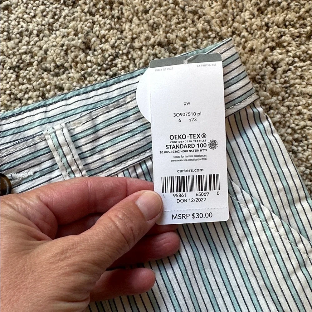 2 - NWT Carter's Bright Blue and White/Teal Shorts size 6 - Picture 7 of 8